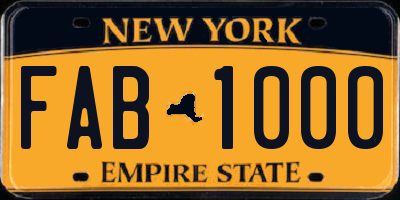 NY license plate FAB1000