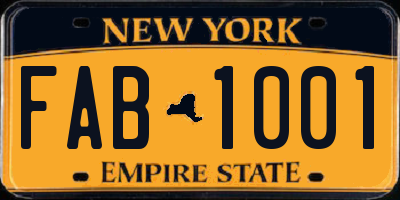 NY license plate FAB1001