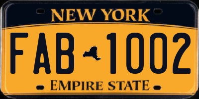 NY license plate FAB1002