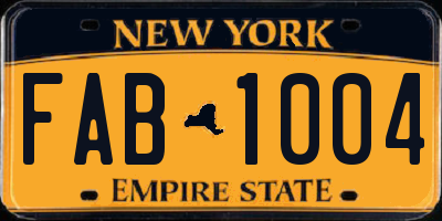 NY license plate FAB1004