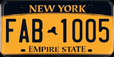 NY license plate FAB1005