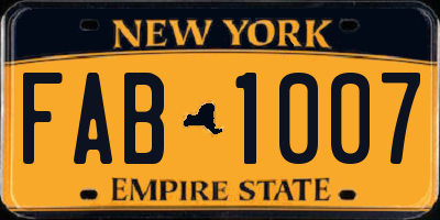 NY license plate FAB1007