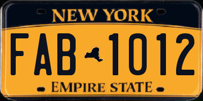 NY license plate FAB1012