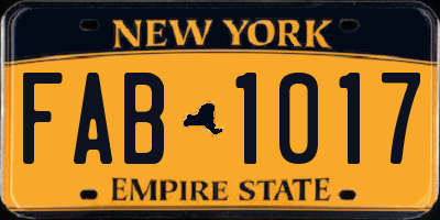 NY license plate FAB1017