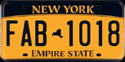 NY license plate FAB1018