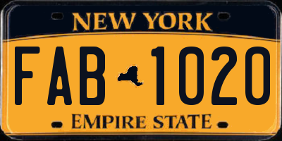 NY license plate FAB1020