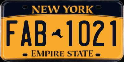 NY license plate FAB1021