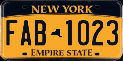 NY license plate FAB1023