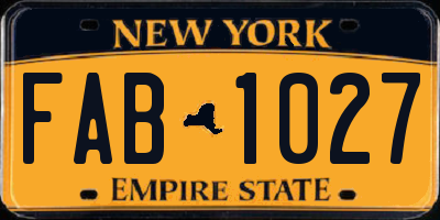 NY license plate FAB1027