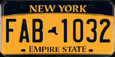 NY license plate FAB1032