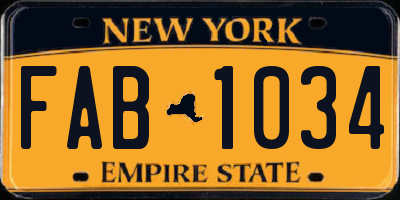 NY license plate FAB1034