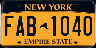 NY license plate FAB1040