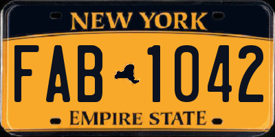 NY license plate FAB1042