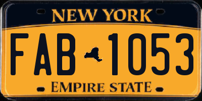 NY license plate FAB1053