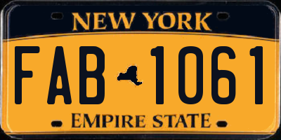 NY license plate FAB1061