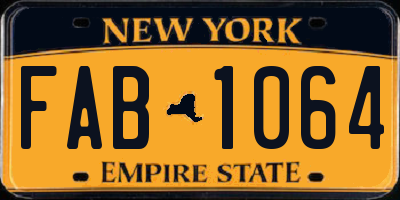 NY license plate FAB1064