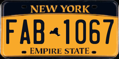 NY license plate FAB1067