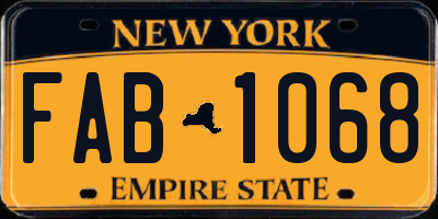 NY license plate FAB1068