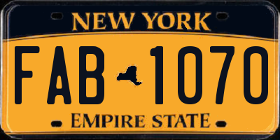 NY license plate FAB1070