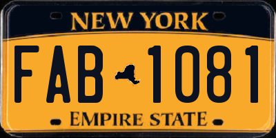 NY license plate FAB1081