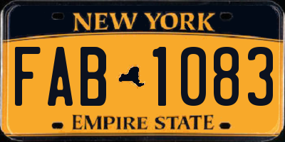 NY license plate FAB1083