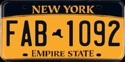 NY license plate FAB1092