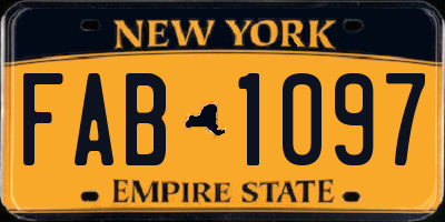 NY license plate FAB1097