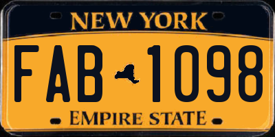 NY license plate FAB1098