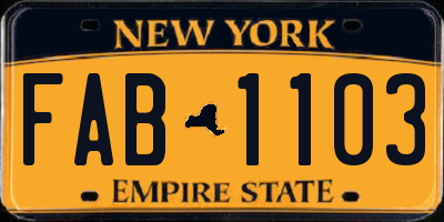 NY license plate FAB1103