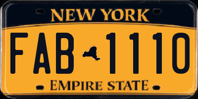 NY license plate FAB1110