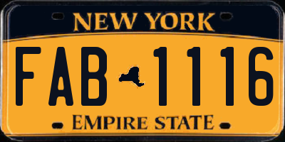 NY license plate FAB1116