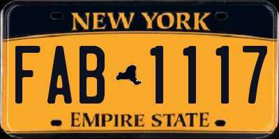 NY license plate FAB1117