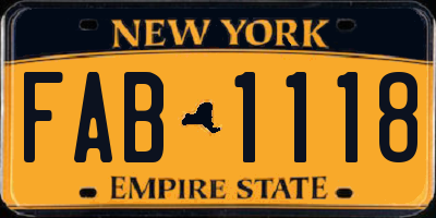 NY license plate FAB1118