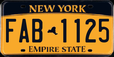 NY license plate FAB1125