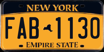 NY license plate FAB1130