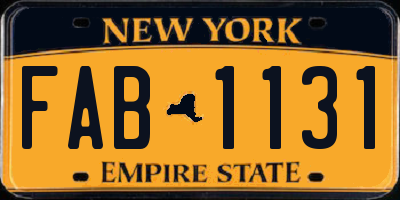 NY license plate FAB1131