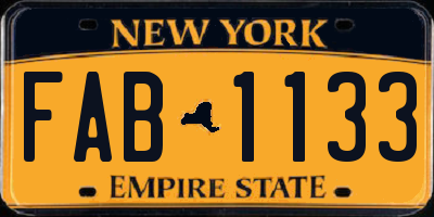 NY license plate FAB1133