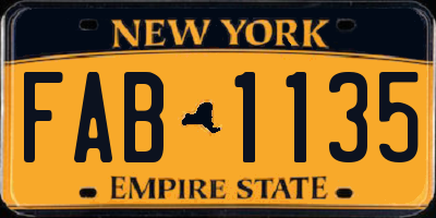 NY license plate FAB1135