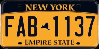 NY license plate FAB1137