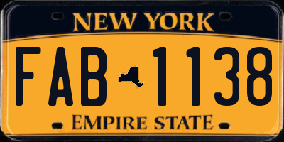 NY license plate FAB1138