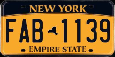 NY license plate FAB1139