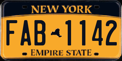 NY license plate FAB1142