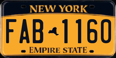 NY license plate FAB1160
