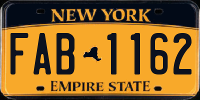 NY license plate FAB1162