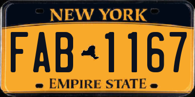 NY license plate FAB1167