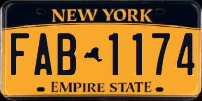 NY license plate FAB1174