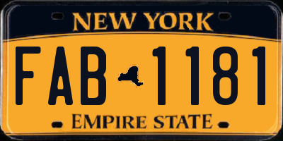 NY license plate FAB1181