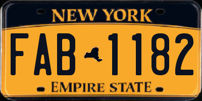 NY license plate FAB1182