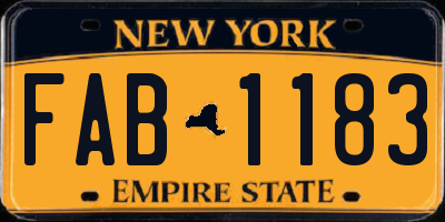 NY license plate FAB1183