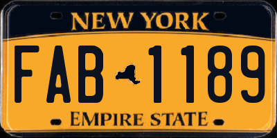 NY license plate FAB1189